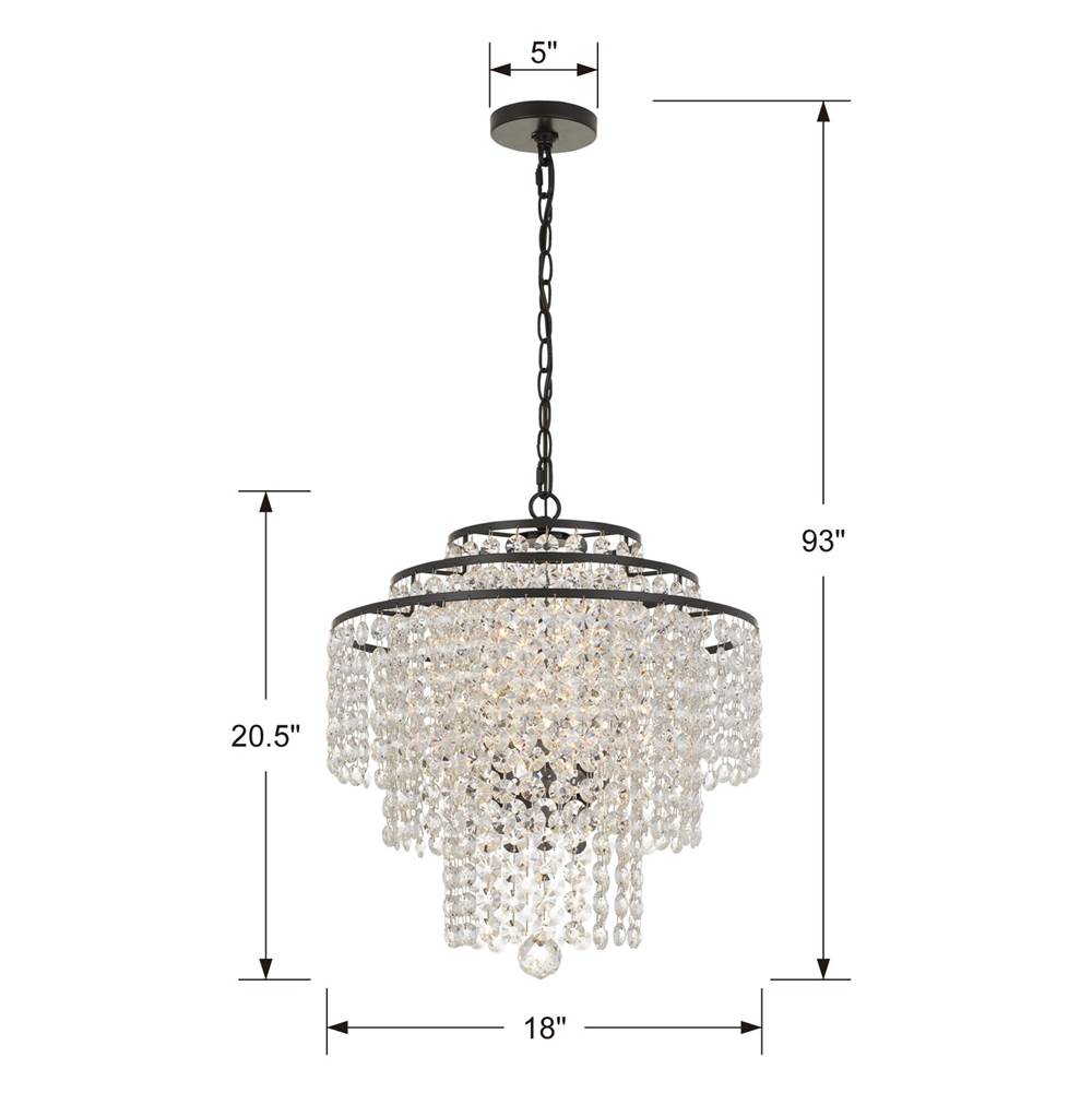 Crystorama ARI-304-DB-CL-MWP Dark Bronze Arielle 4 Light Dark Bronze Chandelier Image 2