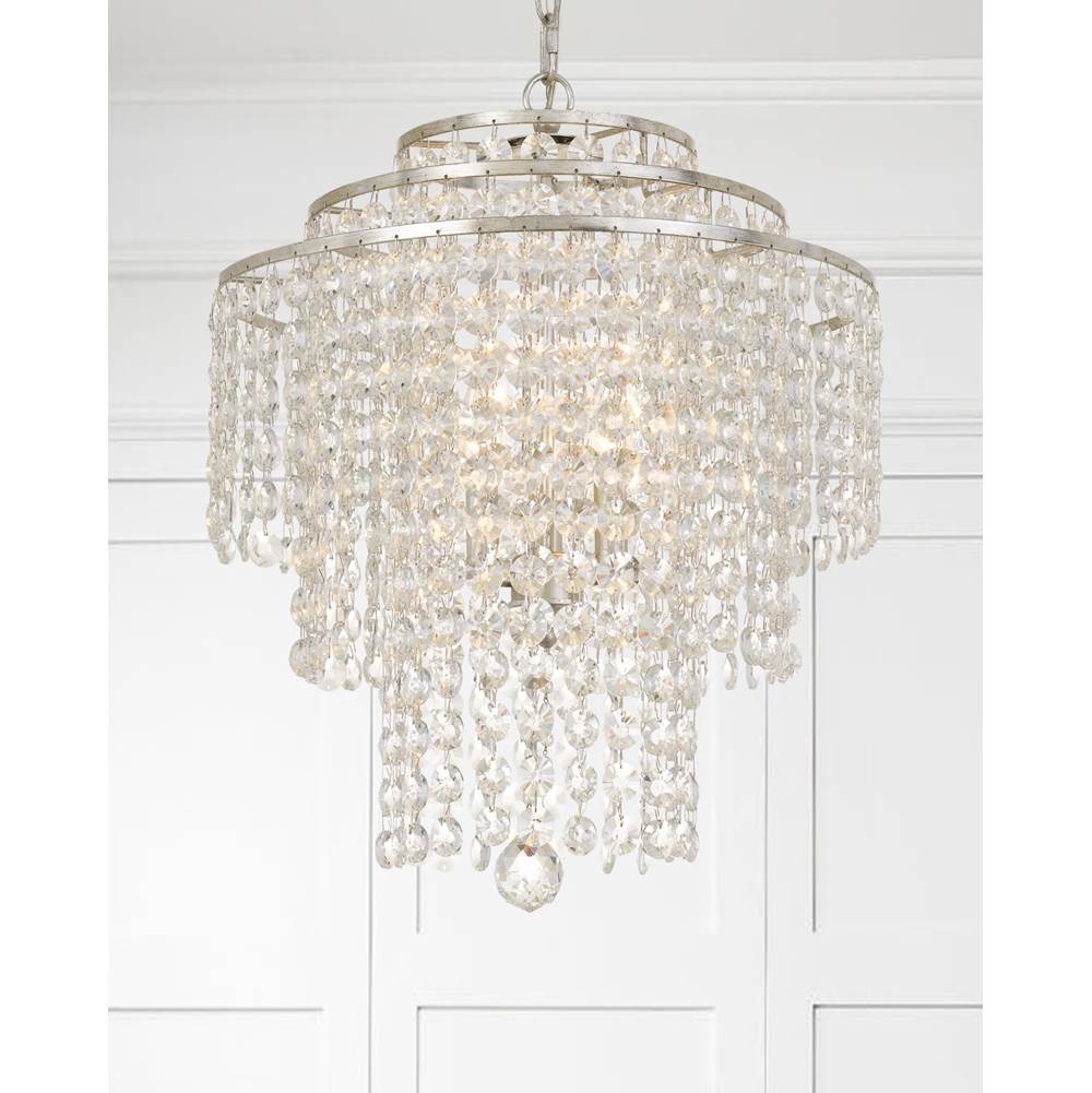 Crystorama ARI-304-SA-CL-MWP Antique Silver Arielle 4 Light Antique Silver Chandelier Image 3