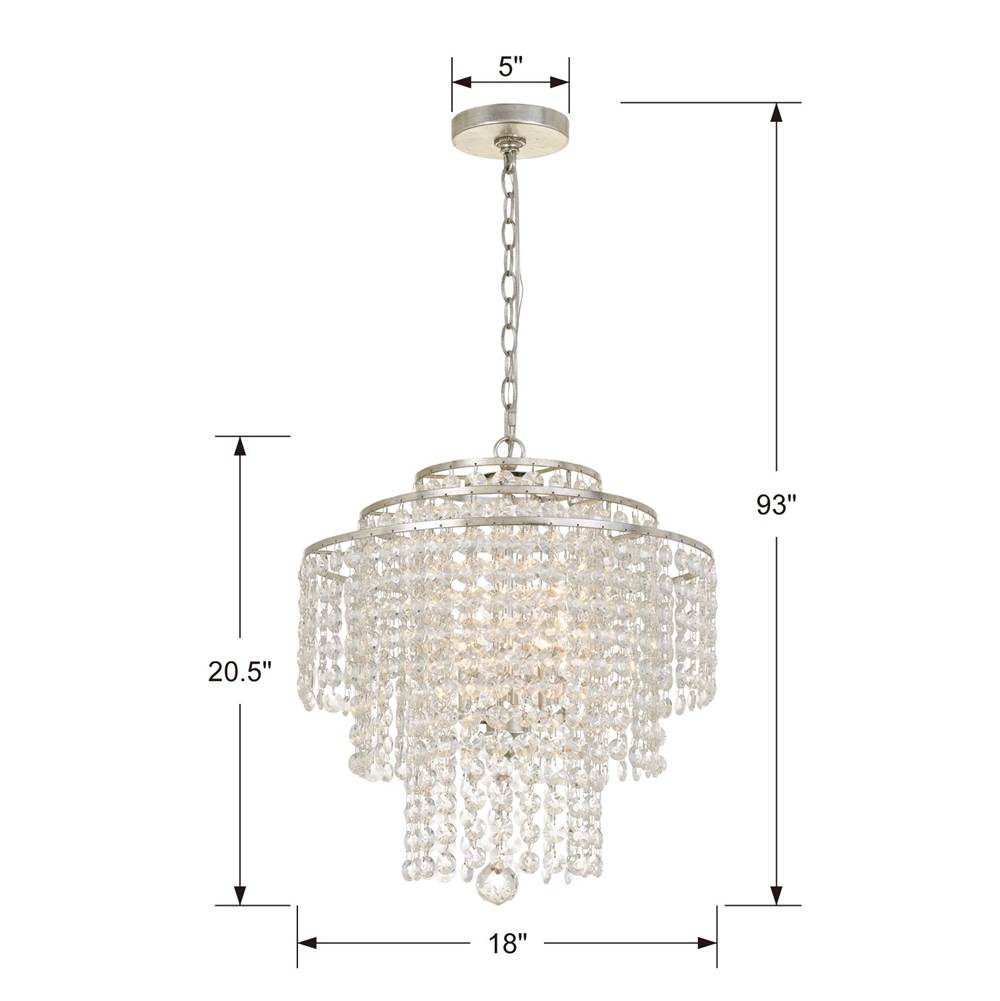 Crystorama ARI-304-SA-CL-MWP Antique Silver Arielle 4 Light Antique Silver Chandelier Image 2