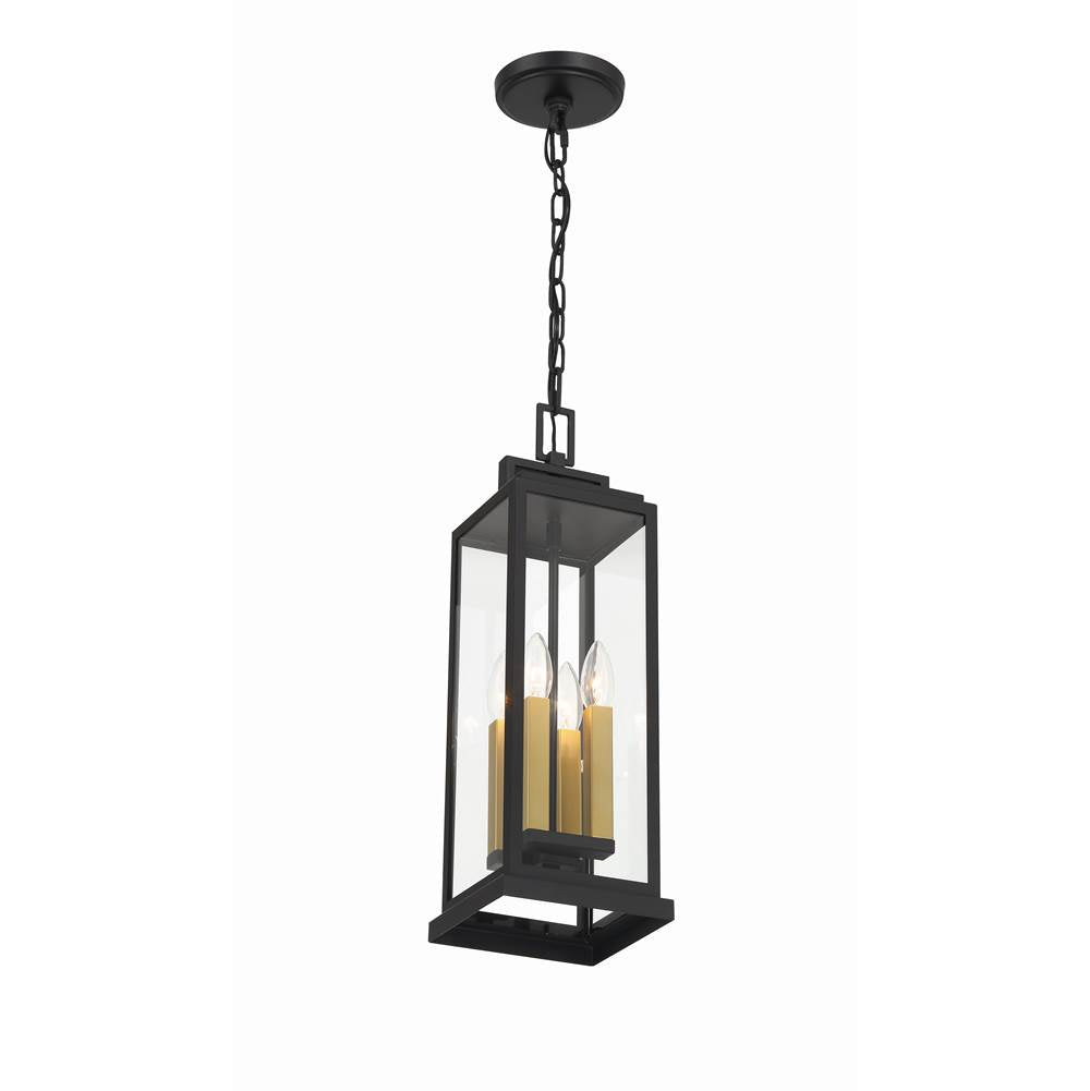 Crystorama ASP-8915-MK Matte Black Aspen 4 Light Matte Black Outdoor Pendant Image 4