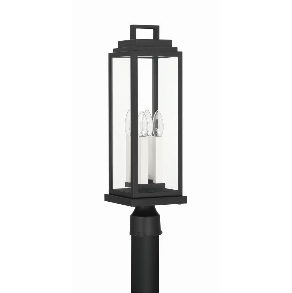 Crystorama Aspen 4 Light Matte Black Outdoor Post