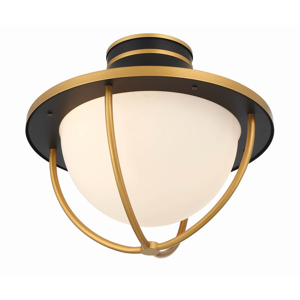 Crystorama ATL-700-MK-TG Matte Black,Textured Gold Atlas 2 Light Matte Black Plus Textured Gold Outdoor Semi Flush Mount Image 3