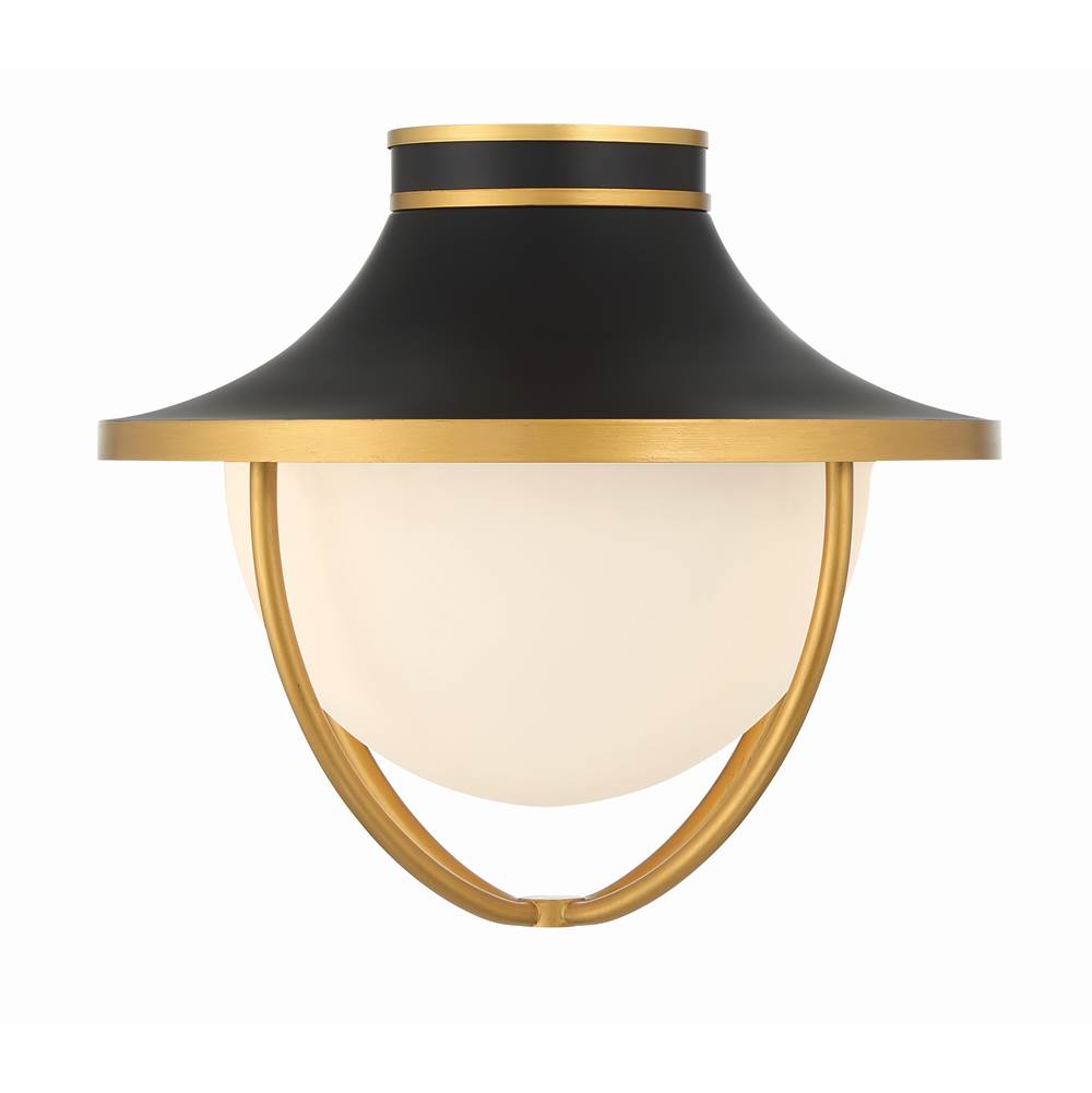 Crystorama ATL-700-MK-TG Matte Black,Textured Gold Atlas 2 Light Matte Black Plus Textured Gold Outdoor Semi Flush Mount Image 2