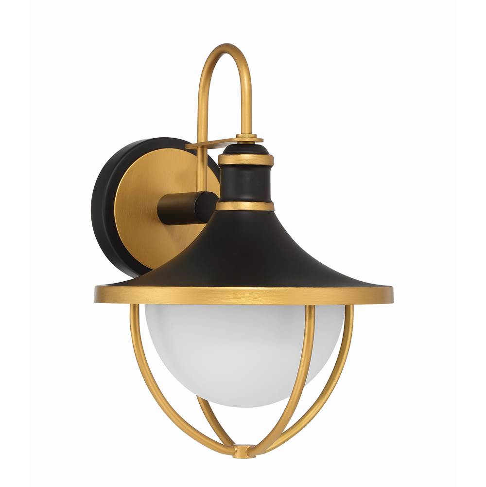 Crystorama Atlas 1 Light Matte Black Plus Textured Gold Outdoor Sconce