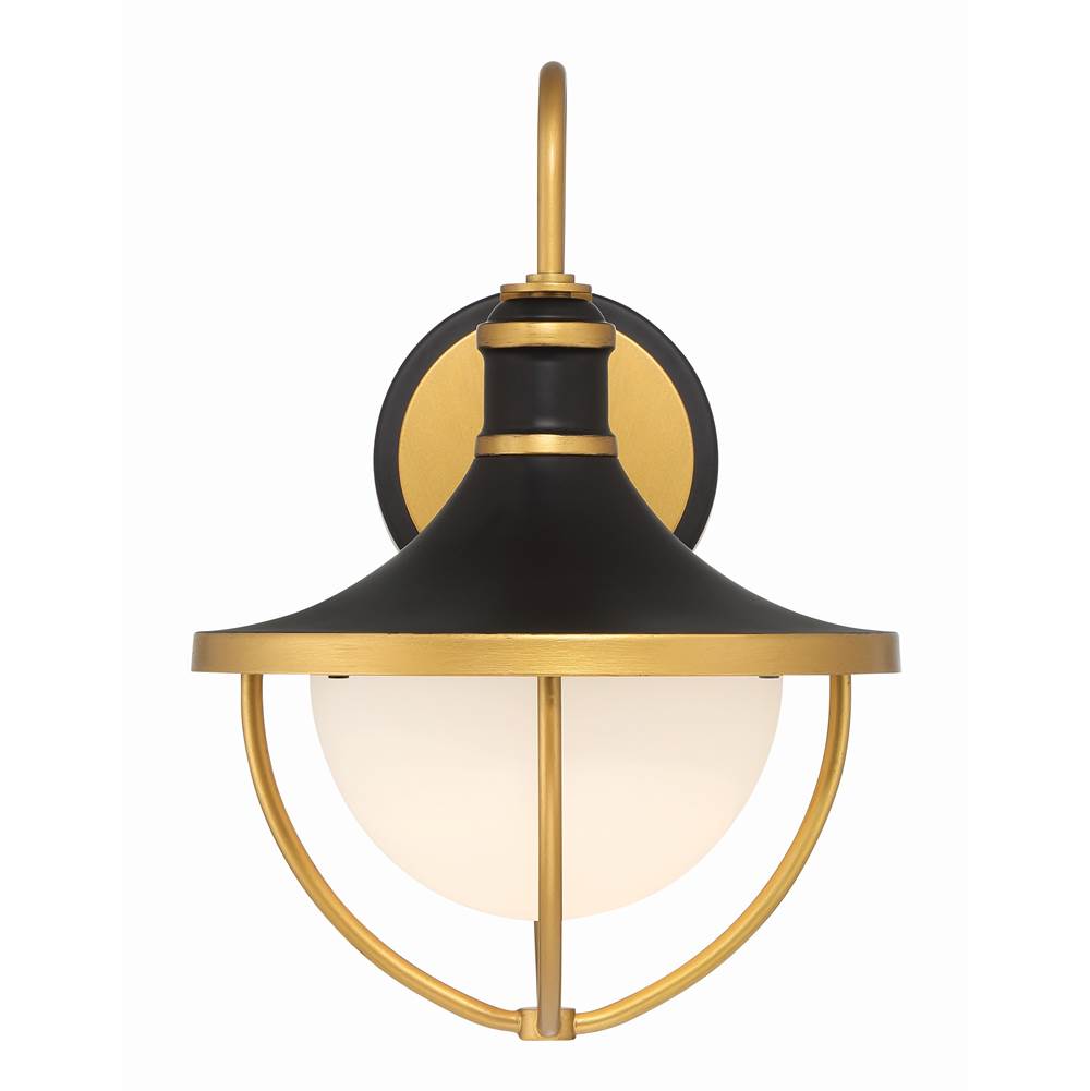 Crystorama ATL-701-MK-TG Matte Black,Textured Gold Atlas 1 Light Matte Black Plus Textured Gold Outdoor Sconce Image 3