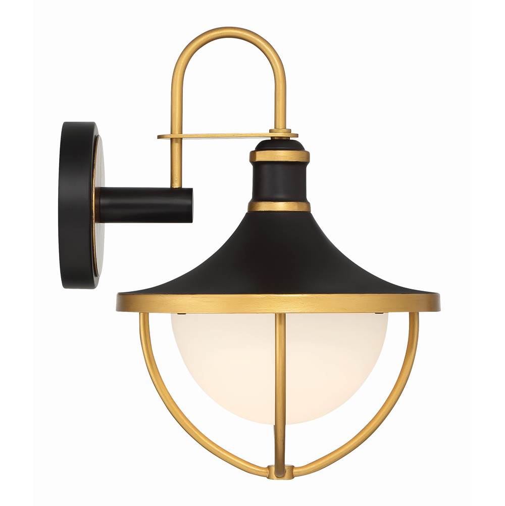 Crystorama ATL-701-MK-TG Matte Black,Textured Gold Atlas 1 Light Matte Black Plus Textured Gold Outdoor Sconce Image 2