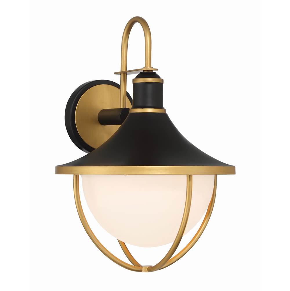 Crystorama ATL-702-MK-TG Matte Black,Textured Gold Atlas 1 Light Matte Black Plus Textured Gold Outdoor Sconce Image 1