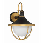 Crystorama Atlas 1 Light Matte Black Plus Textured Gold Outdoor Sconce