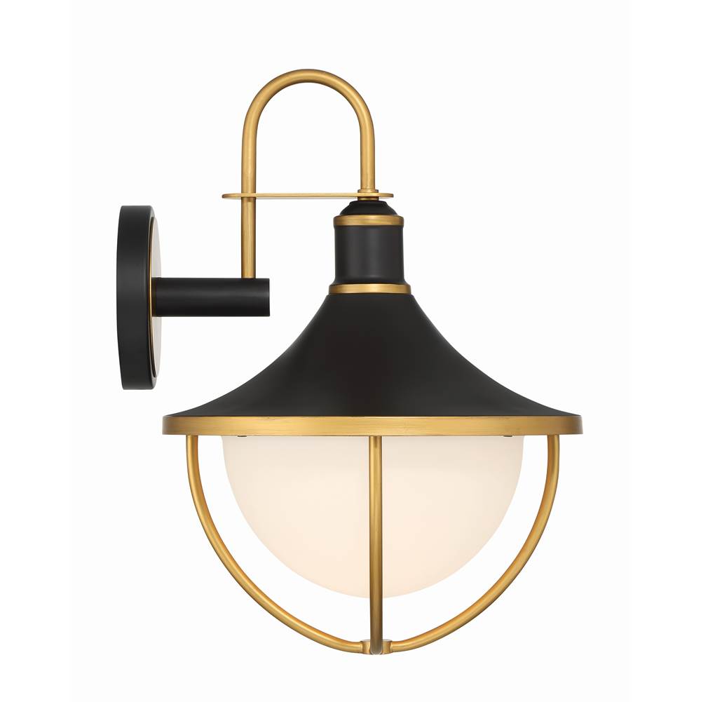 Crystorama ATL-702-MK-TG Matte Black,Textured Gold Atlas 1 Light Matte Black Plus Textured Gold Outdoor Sconce Image 2