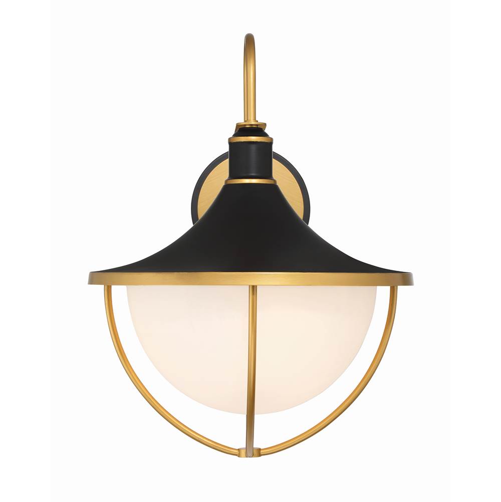 Crystorama ATL-703-MK-TG Matte Black,Textured Gold Atlas 3 Light Matte Black Plus Textured Gold Outdoor Sconce Image 3