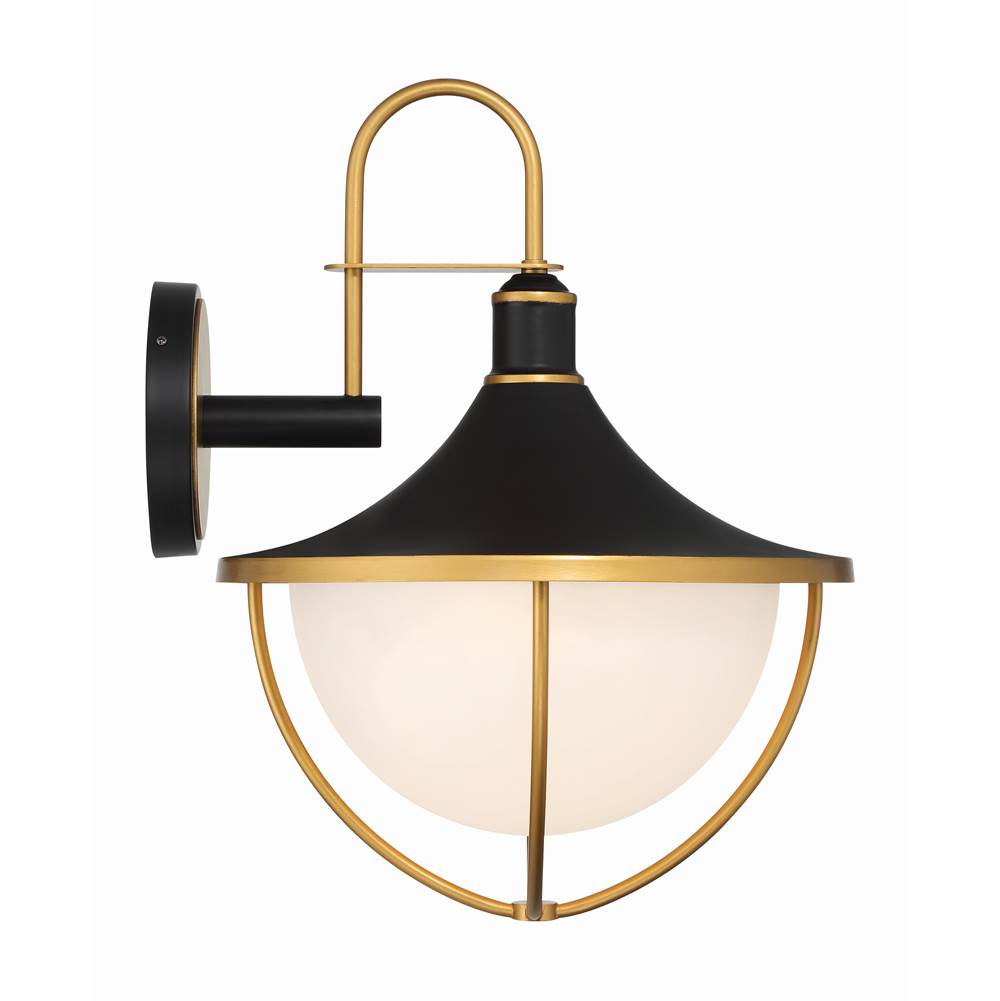 Crystorama ATL-703-MK-TG Matte Black,Textured Gold Atlas 3 Light Matte Black Plus Textured Gold Outdoor Sconce Image 2