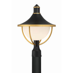Crystorama ATL-709-MK-TG Matte Black,Textured Gold Atlas 1 Light Matte Black Plus Textured Gold Outdoor Post Image 1