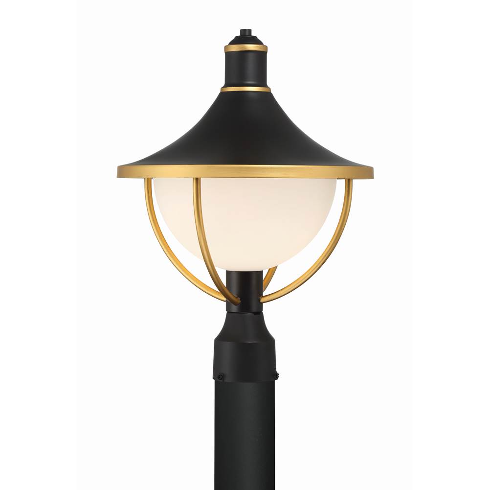 Crystorama ATL-709-MK-TG Matte Black,Textured Gold Atlas 1 Light Matte Black Plus Textured Gold Outdoor Post Image 1