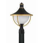 Crystorama Atlas 1 Light Matte Black Plus Textured Gold Outdoor Post