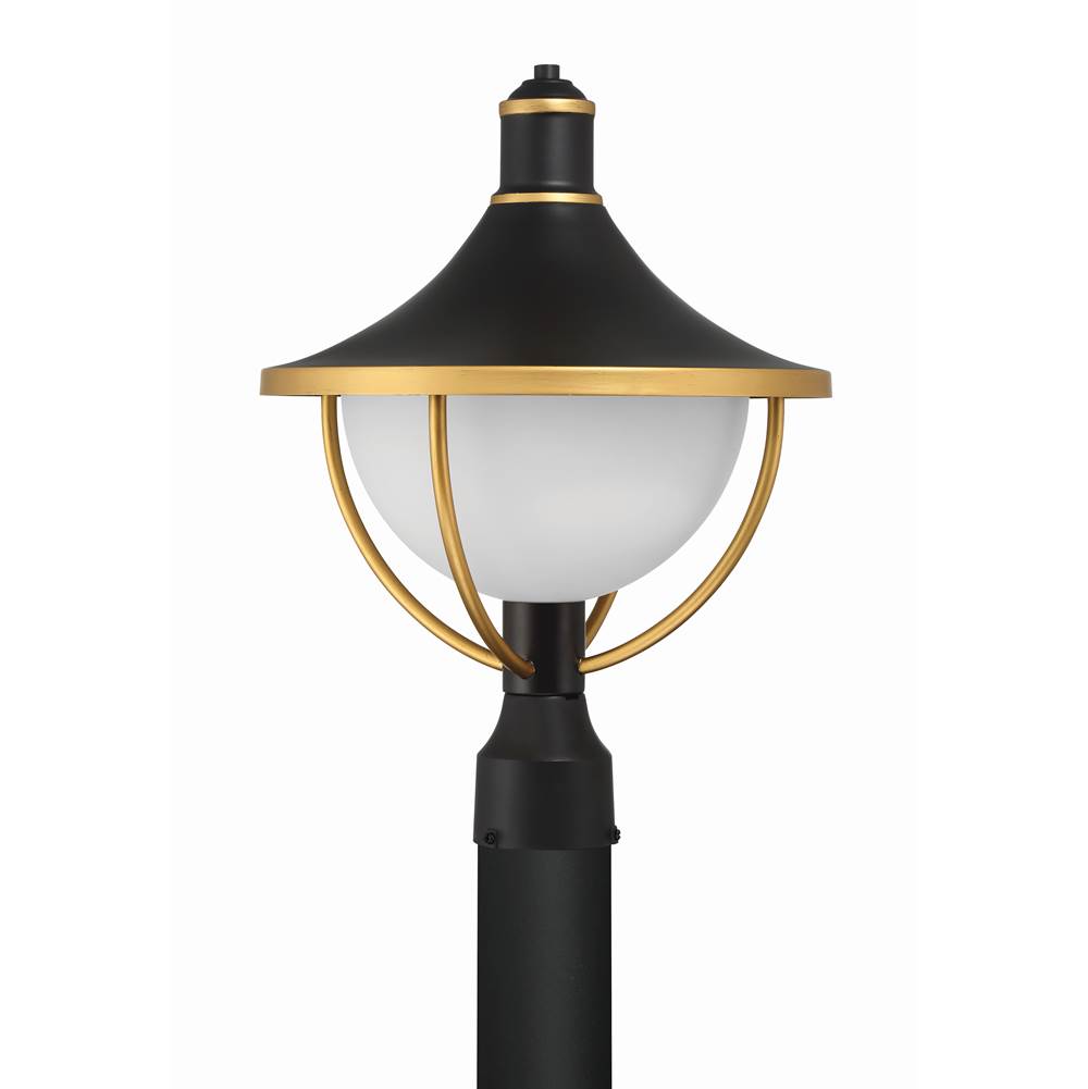 Crystorama Atlas 1 Light Matte Black Plus Textured Gold Outdoor Post
