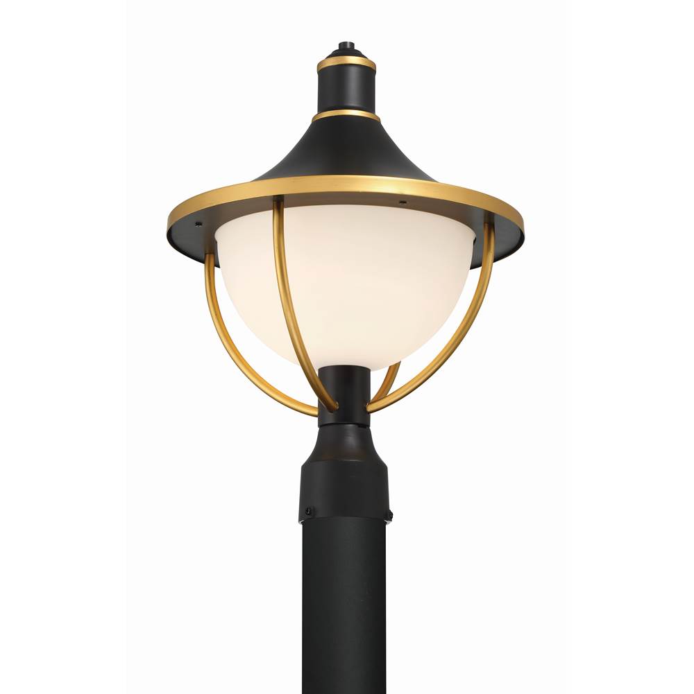 Crystorama ATL-709-MK-TG Matte Black,Textured Gold Atlas 1 Light Matte Black Plus Textured Gold Outdoor Post Image 3