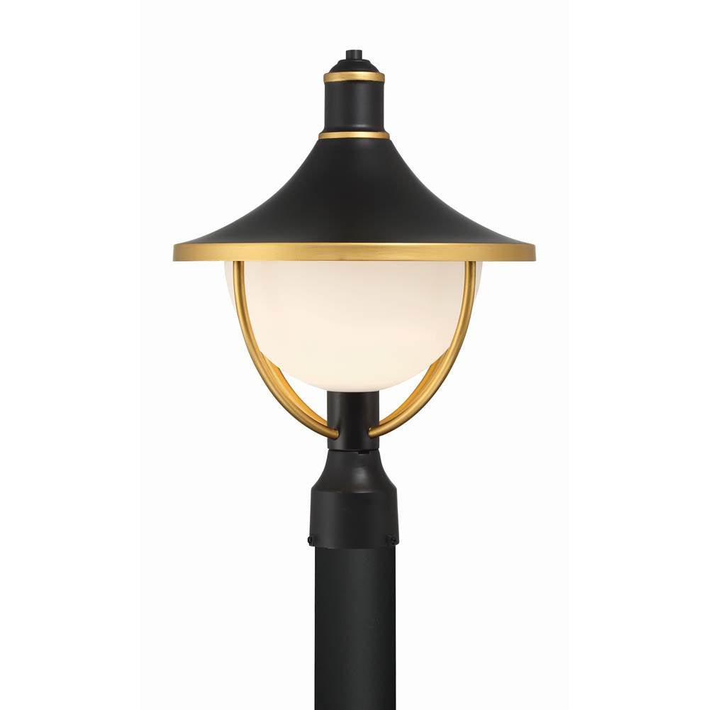 Crystorama ATL-709-MK-TG Matte Black,Textured Gold Atlas 1 Light Matte Black Plus Textured Gold Outdoor Post Image 2
