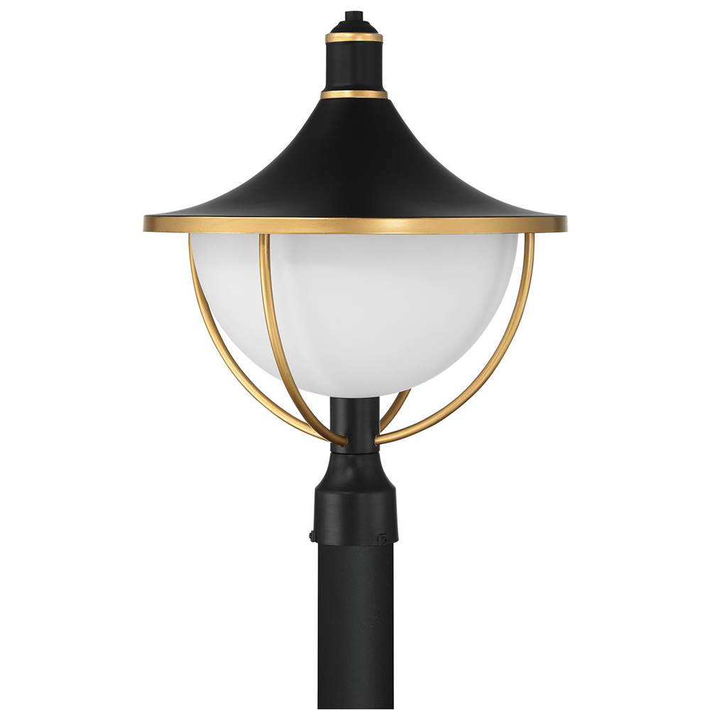 Crystorama Atlas 1 Light Matte Black, Textured Gold Outdoor Post