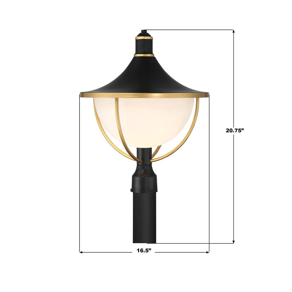 Crystorama ATL-719-MK-TG Matte Black,Textured Gold Atlas 1 Light Matte Black, Textured Gold Outdoor Post Image 4
