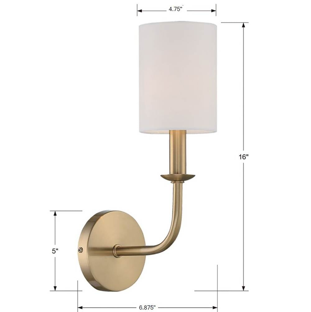 Crystorama BAI-A2101-AG Aged Brass Bailey 1 Light Aged Brass Wall Mount Image 2