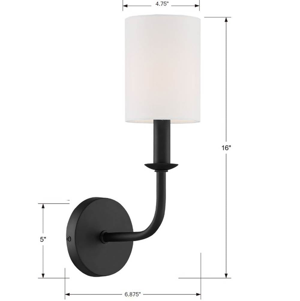 Crystorama BAI-A2101-MK Matte Black Bailey 1 Light Matte Black Wall Mount Image 2