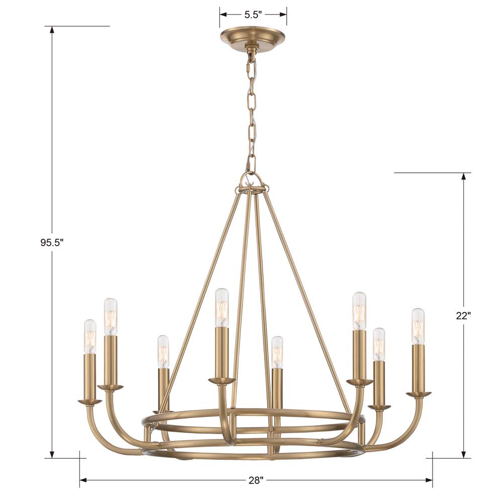 Crystorama BAI-A2108-AG Aged Brass Bailey 8 Light Aged Brass Chandelier Image 2