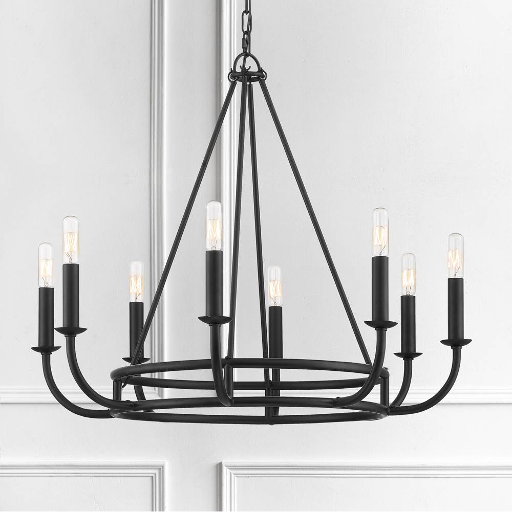 Crystorama BAI-A2108-MK Matte Black Bailey 8 Light Matte Black Chandelier Image 3
