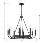 Crystorama BAI-A2108-MK Matte Black Bailey 8 Light Matte Black Chandelier Image 2