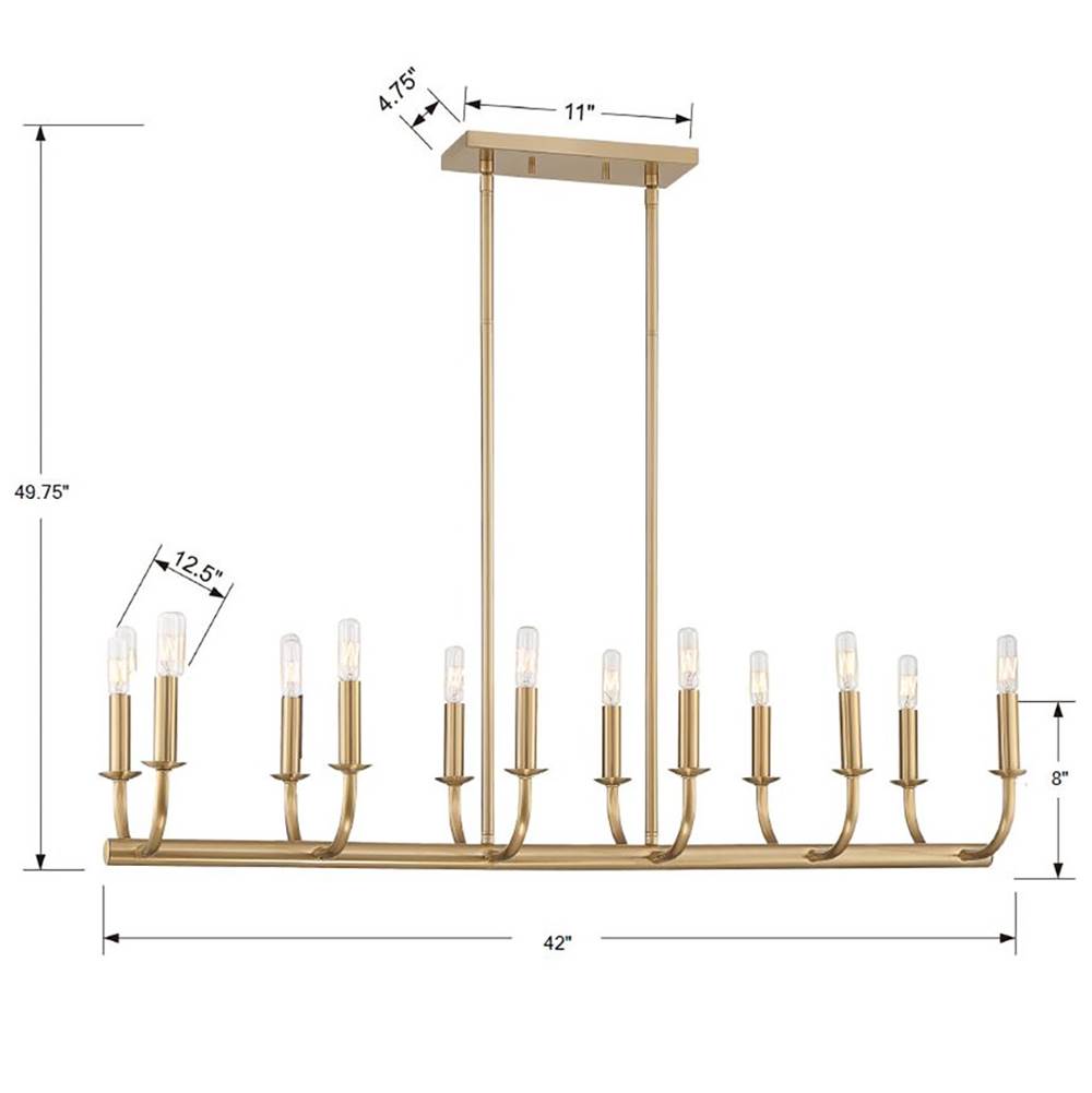 Crystorama BAI-A2112-AG Aged Brass Bailey 12 Light Aged Brass Chandelier Image 2