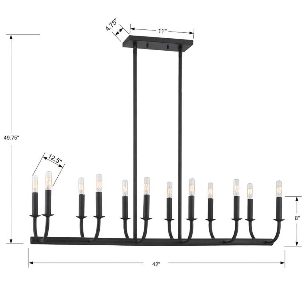 Crystorama BAI-A2112-MK Matte Black Bailey 12 Light Matte Black Chandelier Image 2