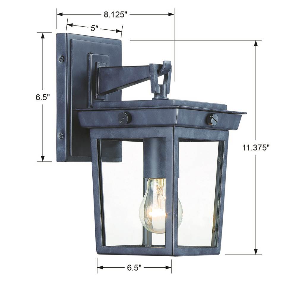 Crystorama BEL-A8061-GE Graphite Belmont 1 Light Graphite Outdoor Wall Mount Image 2