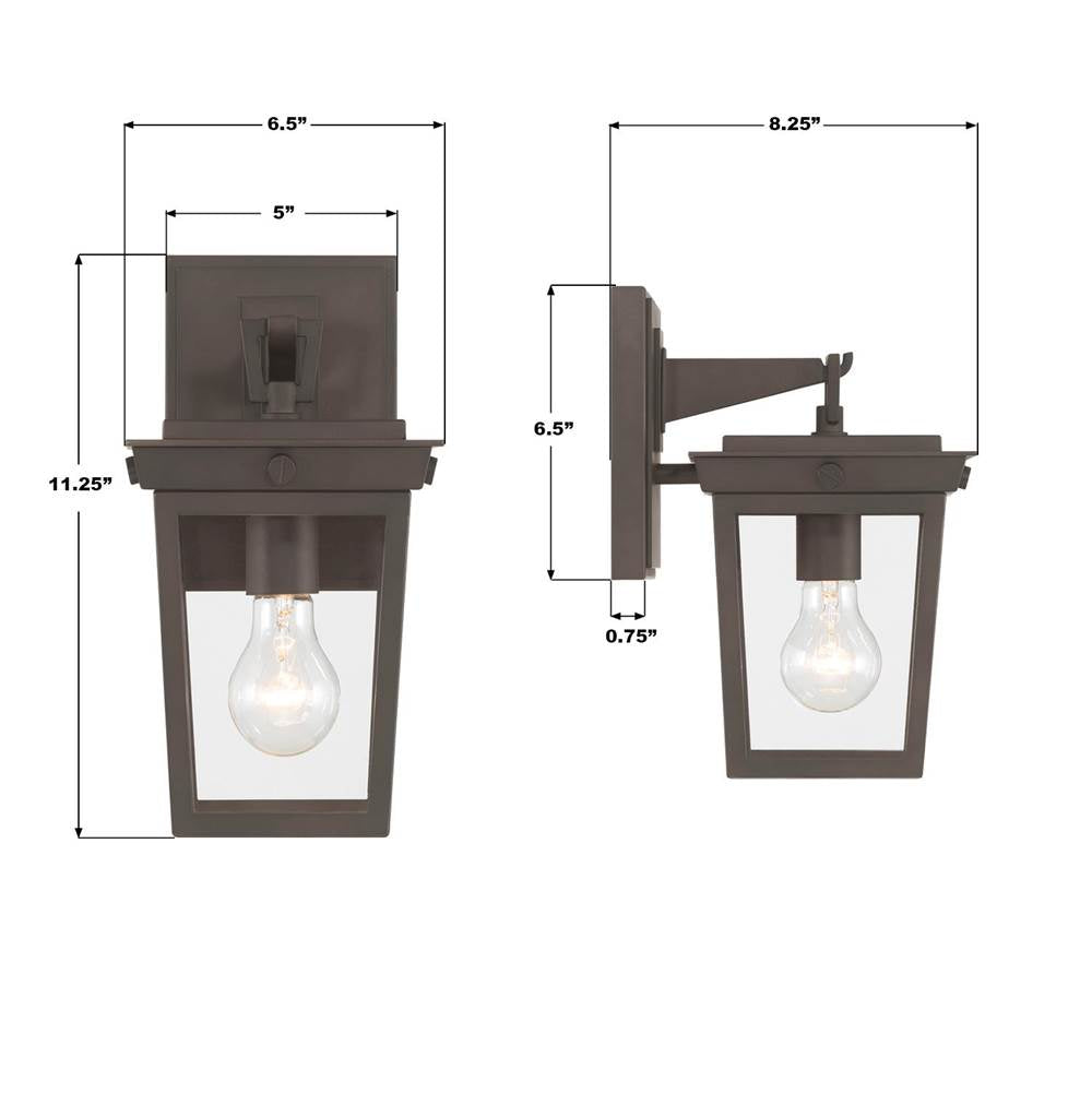 Crystorama BEL-A8061-TZ Twilight Bronze Belmont 6.5'' Twilight Bronze Outdoor Sconce Image 3