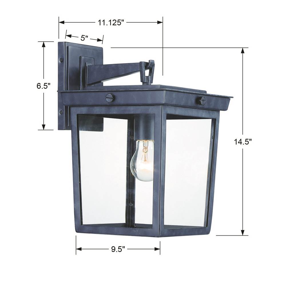Crystorama BEL-A8062-GE Graphite Belmont 1 Light Graphite Outdoor Wall Mount Image 2