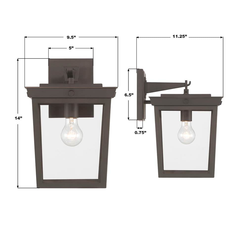 Crystorama BEL-A8062-TZ Twilight Bronze Belmont 9.5'' Twilight Bronze Outdoor Sconce Image 3
