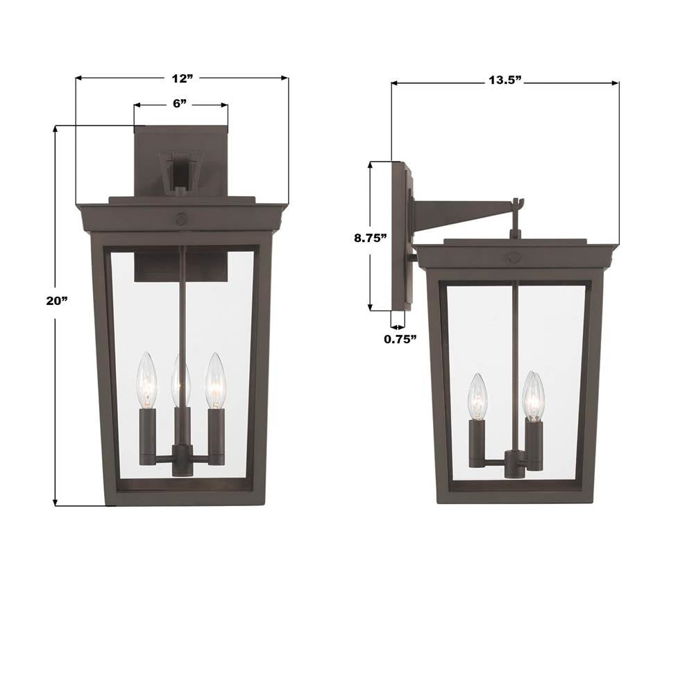 Crystorama BEL-A8063-TZ Twilight Bronze Belmont 12'' Twilight Bronze Outdoor Sconce Image 3