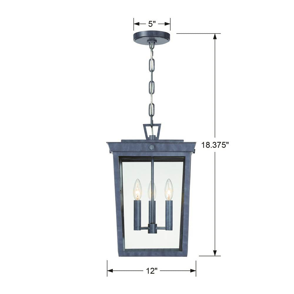 Crystorama BEL-A8065-GE Graphite Belmont 3 Light Graphite Outdoor Pendant Image 2