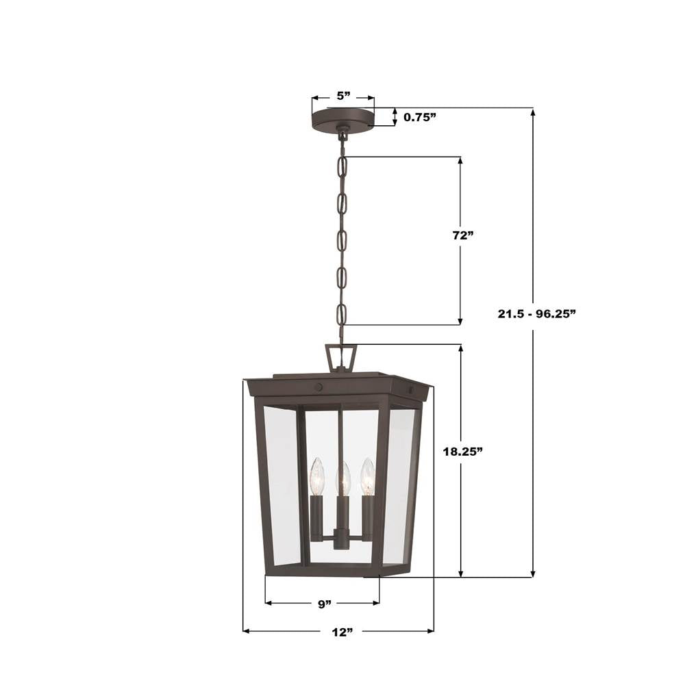 Crystorama BEL-A8065-TZ Twilight Bronze Belmont 12'' Twilight Bronze Outdoor Pendant Image 3
