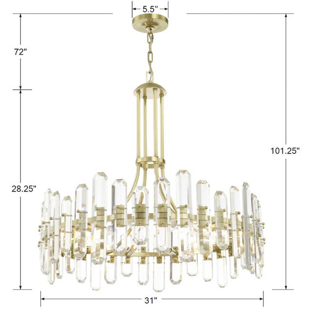 Crystorama BOL-8889-AG Aged Brass Bolton 12 Light Aged Brass Chandelier Image 2