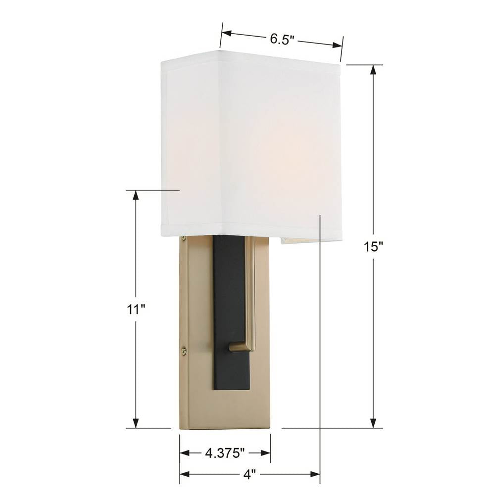 Crystorama BRE-A3631-VG-BF Vibrant Gold,Black Forged Brent 1 Light Vibrant Gold  Plus  Black Forged Wall Mount Image 2