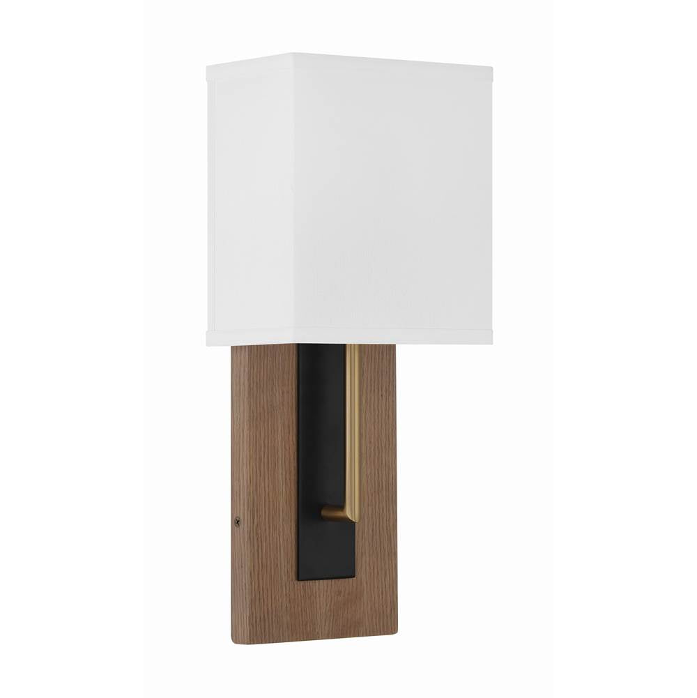 Crystorama Brent 1 Light Matte Black Plus Vibrant Gold Sconce