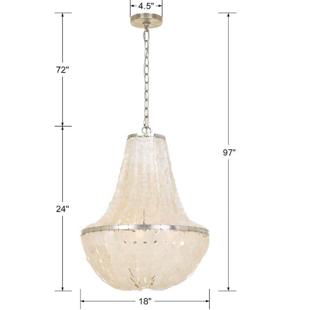 Crystorama BRI-3006-SA Antique Silver Brielle 6 Light Antique Silver Chandelier Image 2