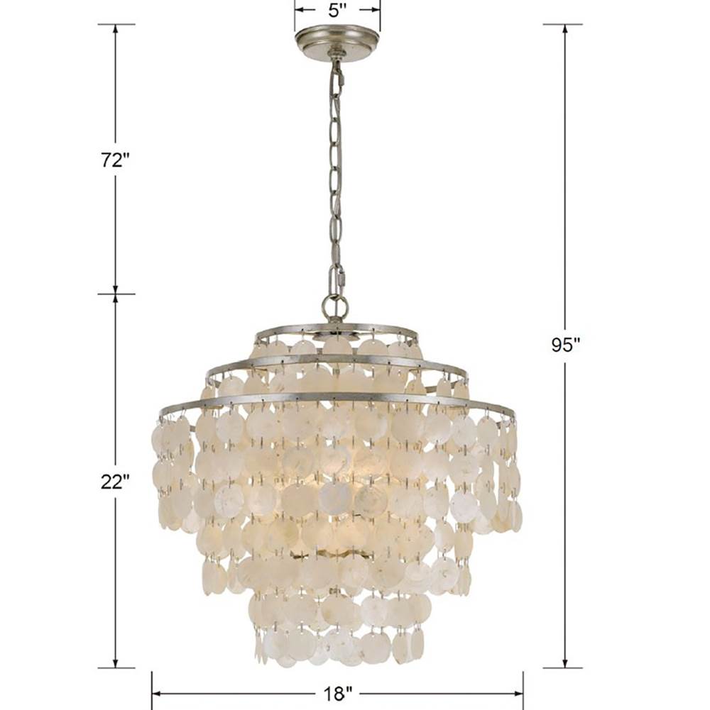 Crystorama BRI-3008-SA Antique Silver Brielle 4 Light Antique Silver Chandelier Image 2