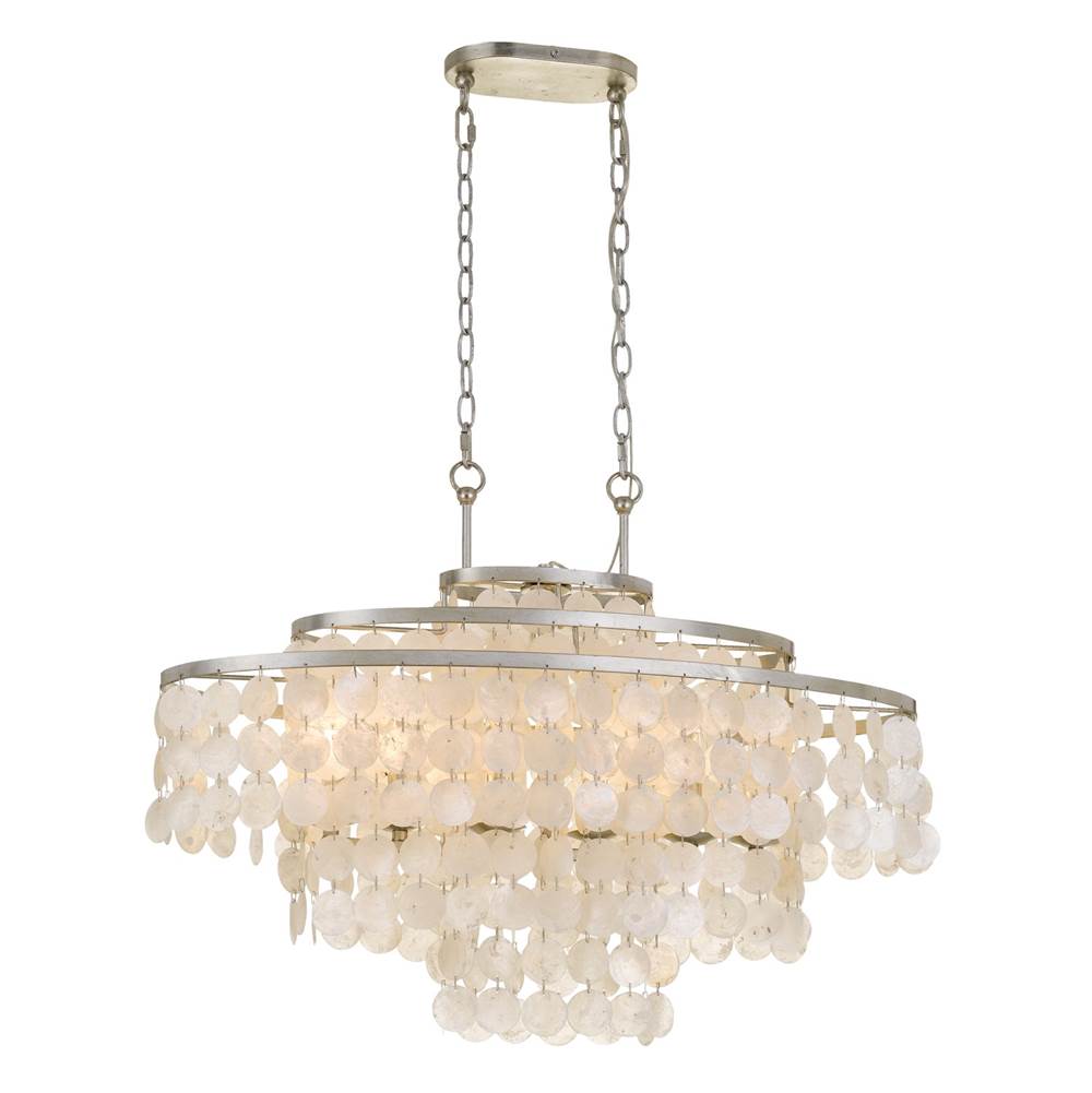Crystorama BRI-3009-SA Antique Silver Brielle 6 Light Antique Silver Linear Chandelier Image 1
