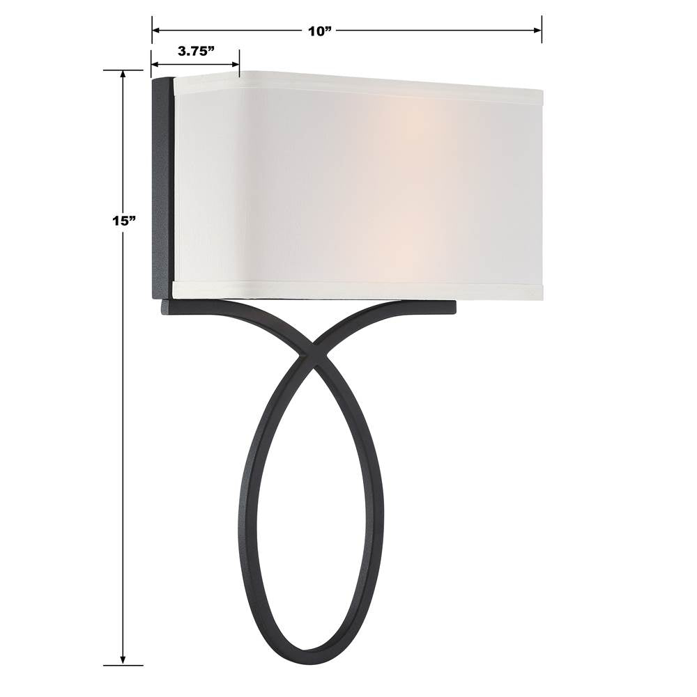 Crystorama BRK-A3702-BF Black Forged Brinkley 2 Light Black Forged Wall Mount Image 2