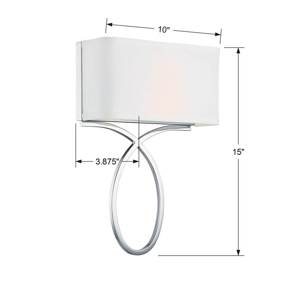 Crystorama BRK-A3702-PN Polished Nickel Brinkley 2 Light Polished Nickel Wall Mount Image 2