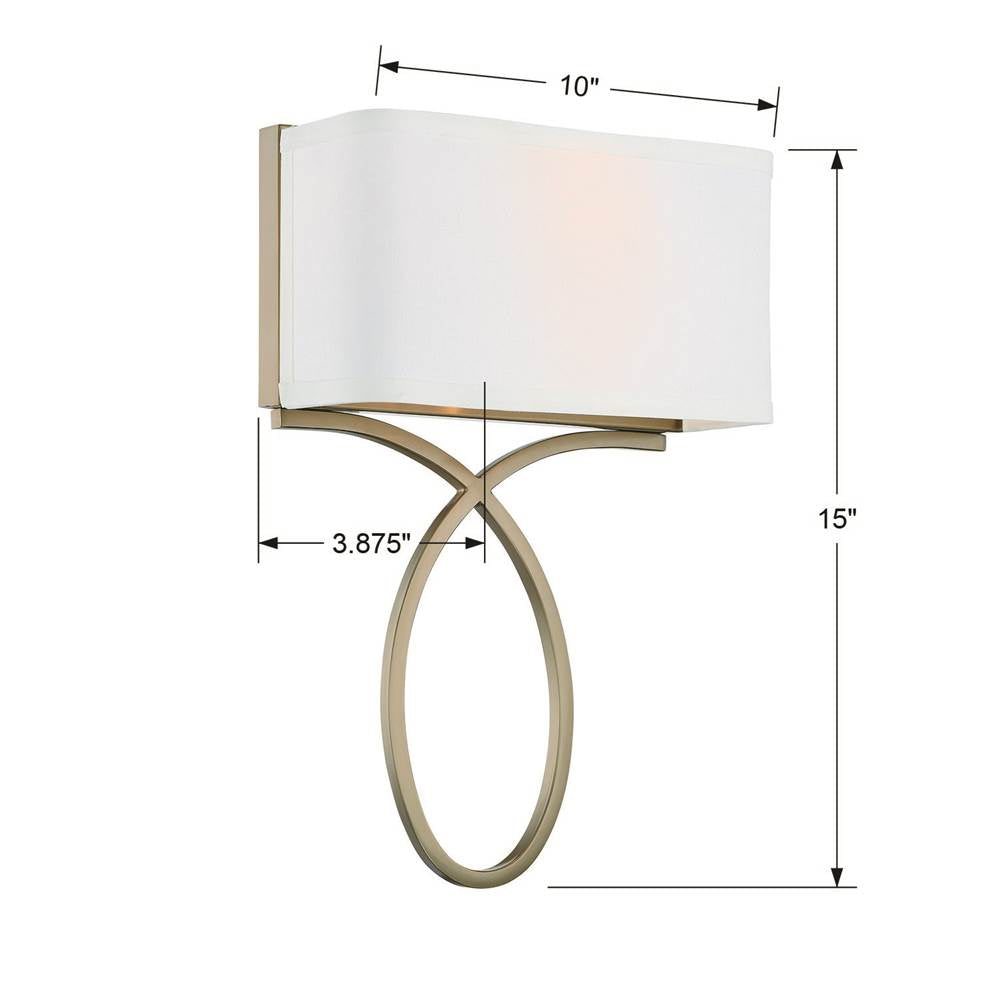 Crystorama BRK-A3702-VG Vibrant Gold Brinkley 2 Light Vibrant Gold Wall Mount Image 2
