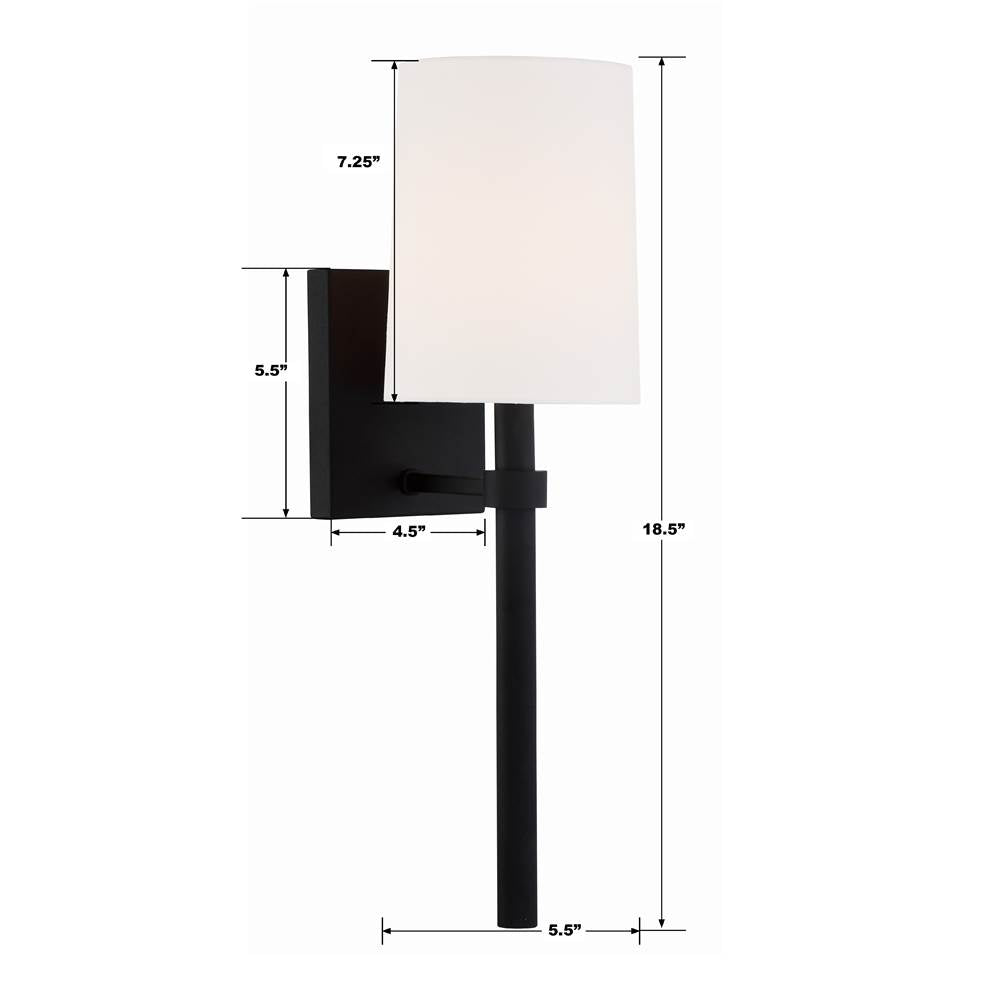 Crystorama BRO-451-BF Black Forged Bromley 1 Light Black Forged Wall Mount Image 2