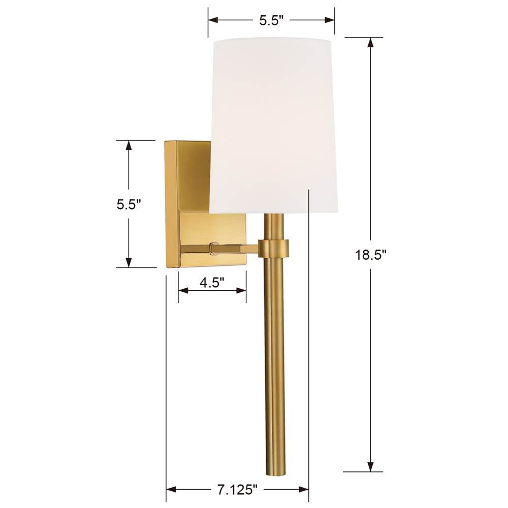 Crystorama BRO-451-VG Vibrant Gold Bromley 1 Light Antique Vibrant Gold Wall Mount Image 2