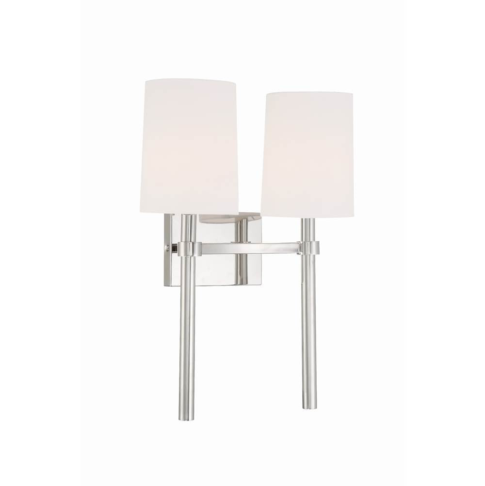 Crystorama BRO-452-PN Polished Nickel Bromley 2 Light Polished Nickel Wall Mount Image 3