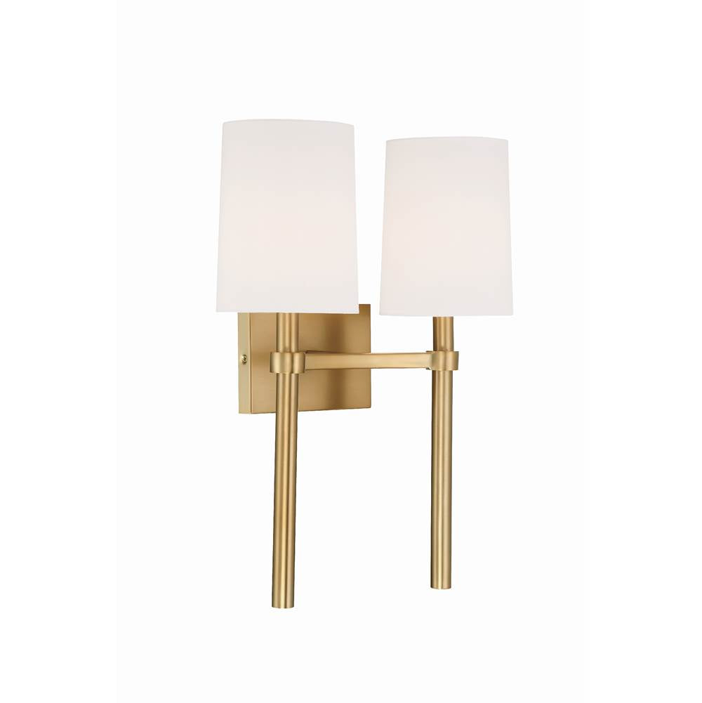 Crystorama BRO-452-VG Vibrant Gold Bromley 2 Light Vibrant Gold Wall Mount Image 3